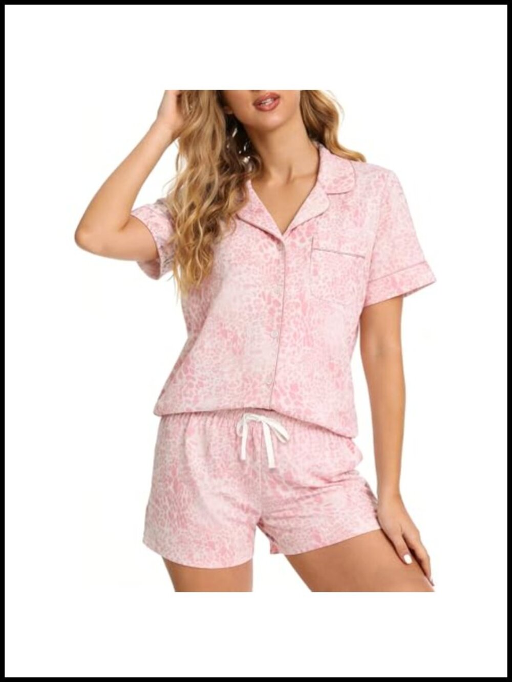 LYCY Women's Pajama Set Floral Print Soft Button Down 2-Piece Shorts Set